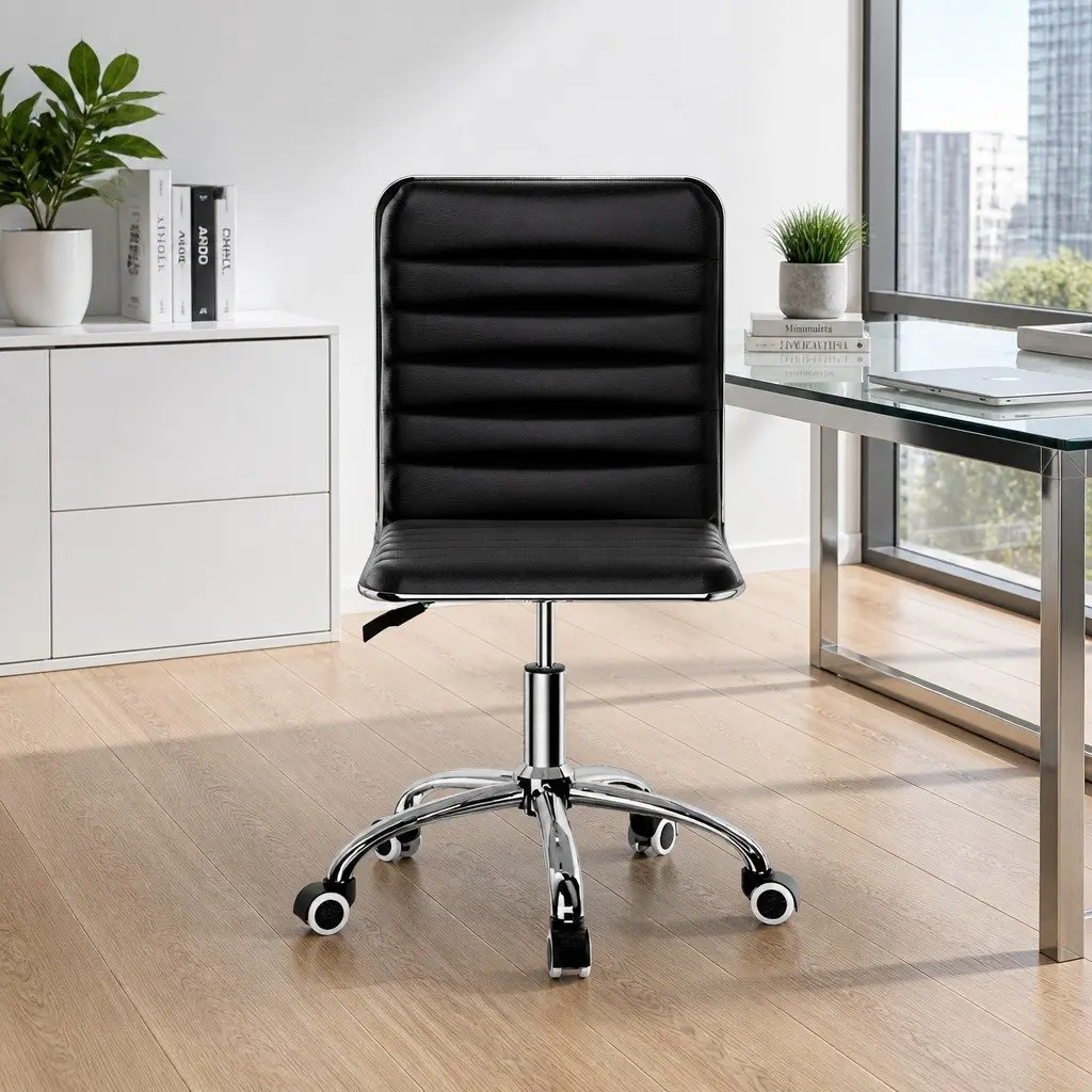Office Chair Conference Seating Low Back Padded Swivel Desk Chair Black