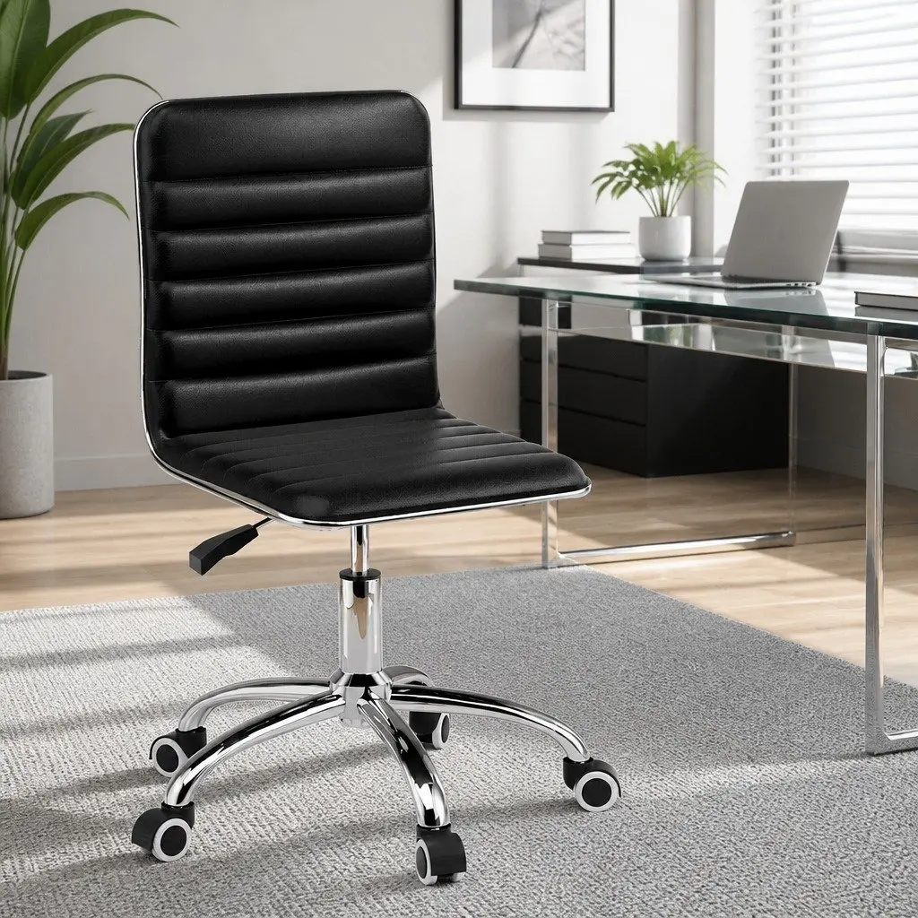Office Chair Conference Seating Low Back Padded Swivel Desk Chair Black