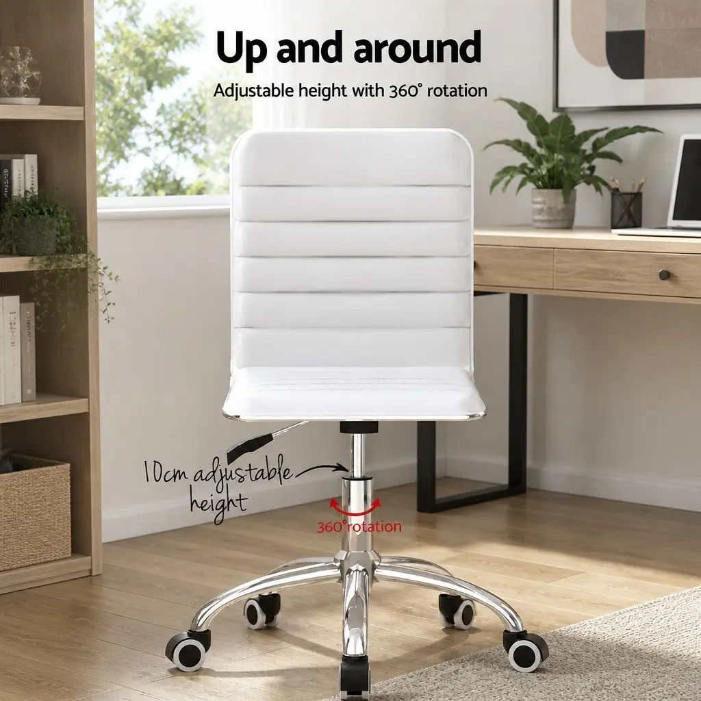 White PU Leather Low Back Office Chair