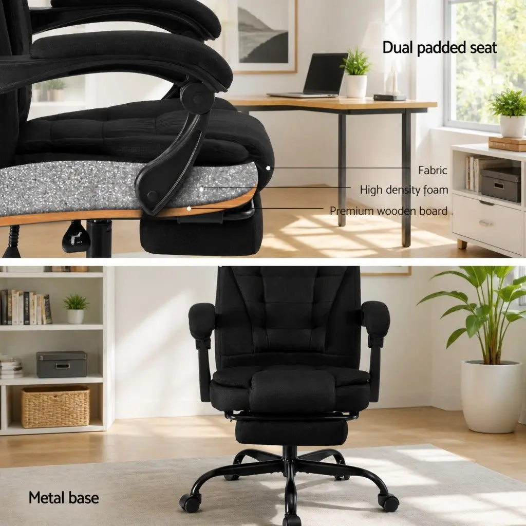 Executive Office Chair High-Back Racing Computer Desk Seat with Footrest Black