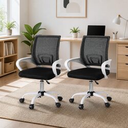 Mesh Office Chair Computer Desk Chairs Work Study Mid Back White x2