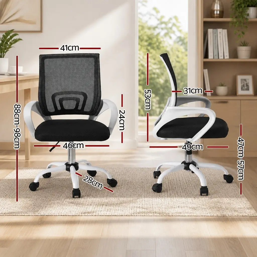 White Mid-Back Mesh Office Chairs x2