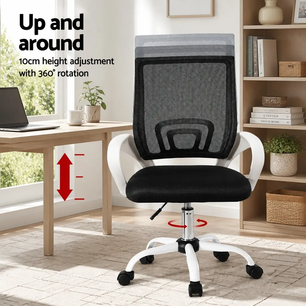 White Mid-Back Mesh Office Chairs x2