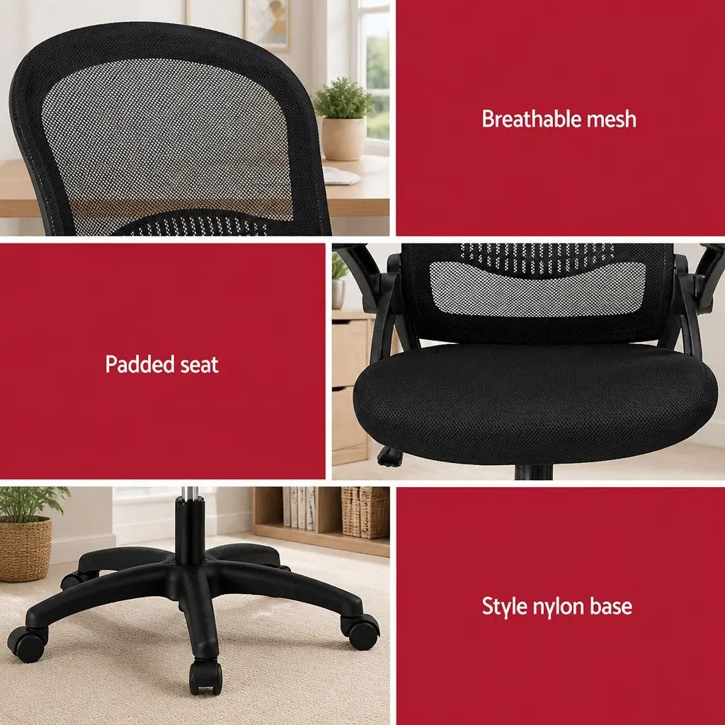 Mesh Office Chair Computer Desk Gaming Chair Mid Back Black Study Work 2x