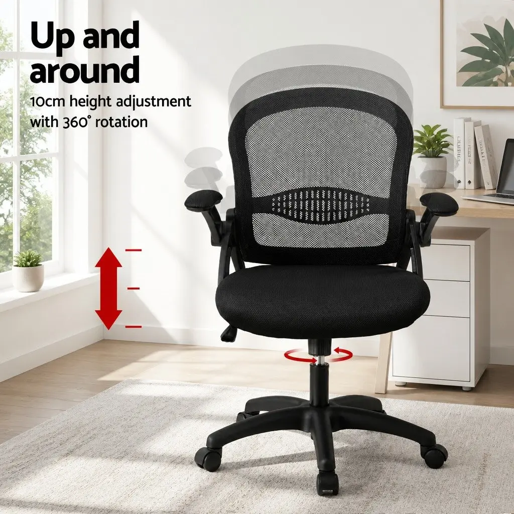 Mesh Office Chair for Home Office or Gaming Space Black Mid Back Adjustable Height 360° Rotating Seat