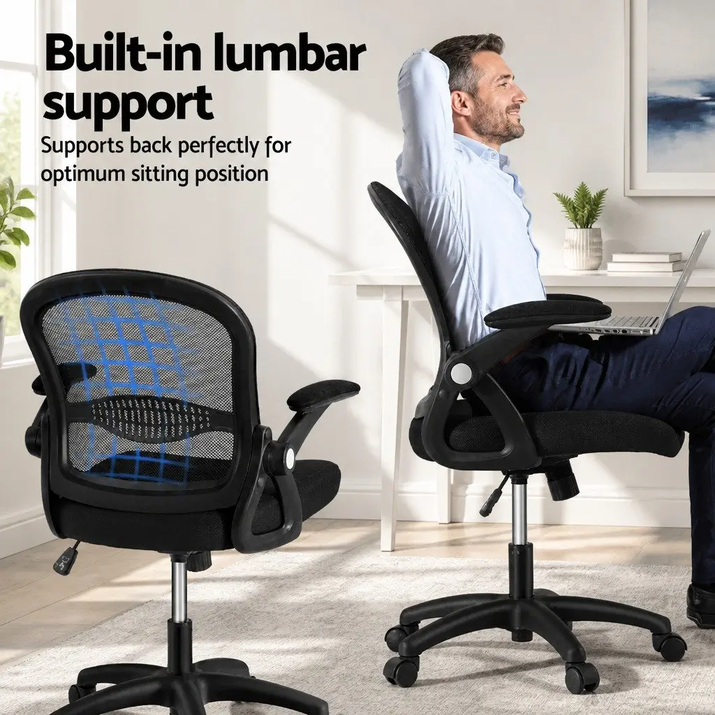 Mesh Office Chair for Home Office or Gaming Space Black Mid Back Adjustable Height 360° Rotating Seat