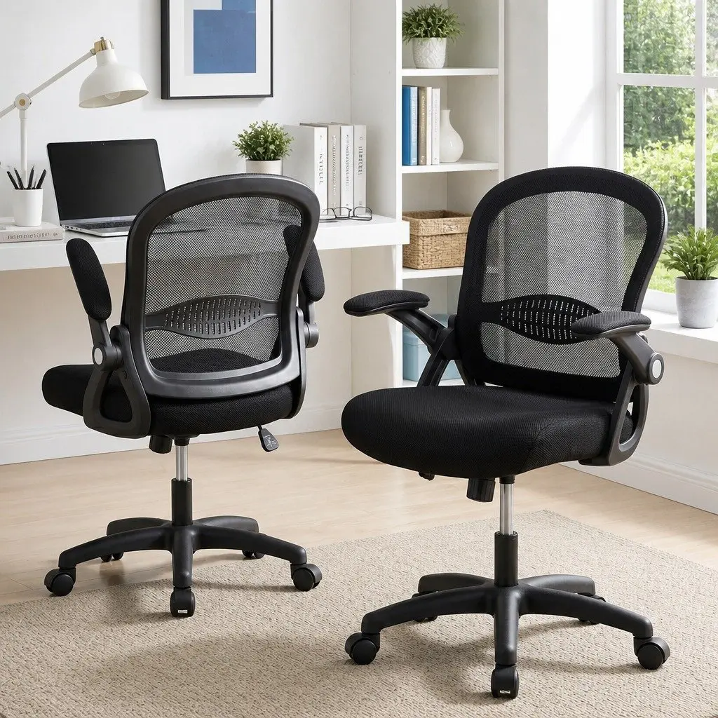 Mesh Office Chair for Home Office or Gaming Space Black Mid Back Adjustable Height 360° Rotating Seat