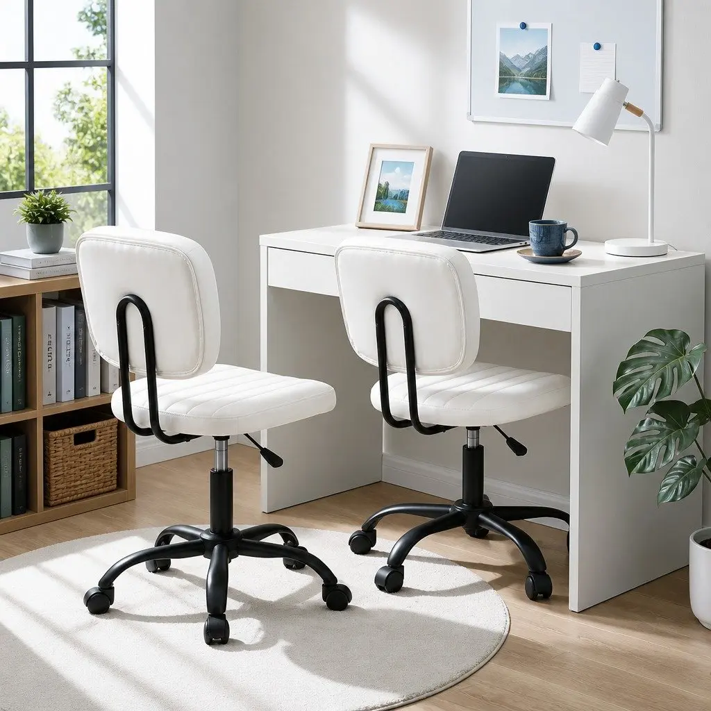 Height Adjustable Armless Office Chair with Smooth Castors