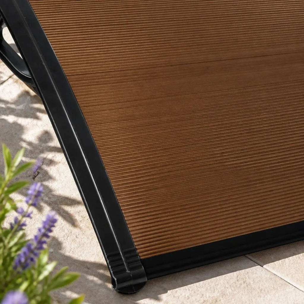 Window Door Awning Outdoor Shade 1M x 1.2M Brown Curved UV Rain Protection