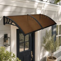 1M x 2.4M Window Door Awning - Brown with PC Panel