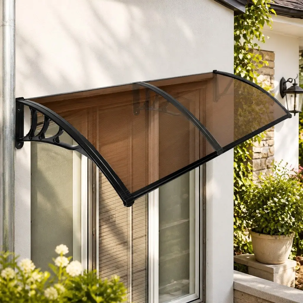 Window Door Awning Outdoor Shade 1M x 2.4M Brown PC Panel