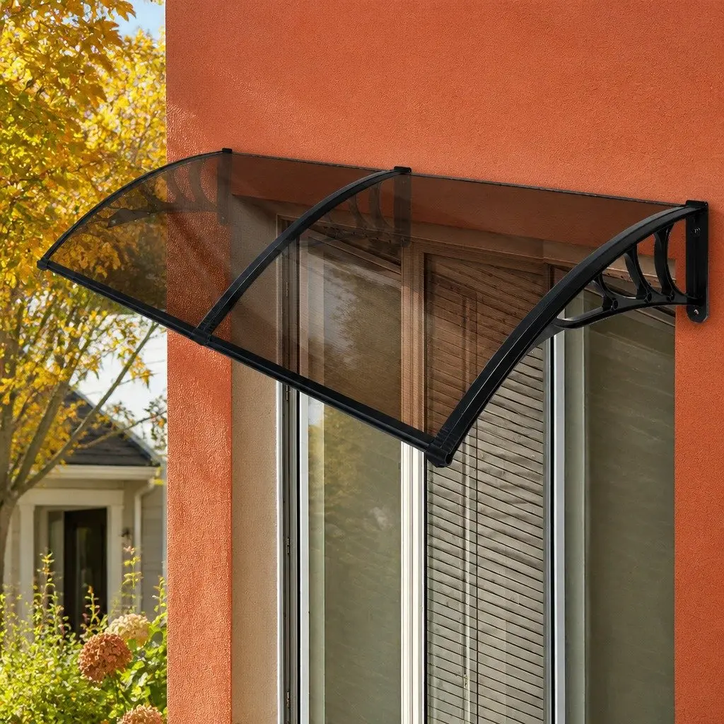 Window Door Awning Outdoor Shade 1M x 2.4M Brown PC Panel