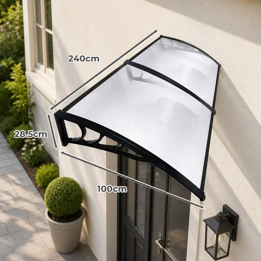 Window Door Awning Outdoor 1M x 2.4M Transparent Polycarbonate Panel Shade