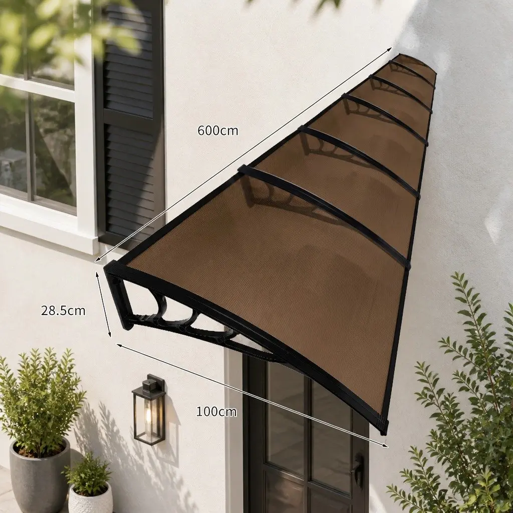 Brown 1M x 6M Window Door Awning with