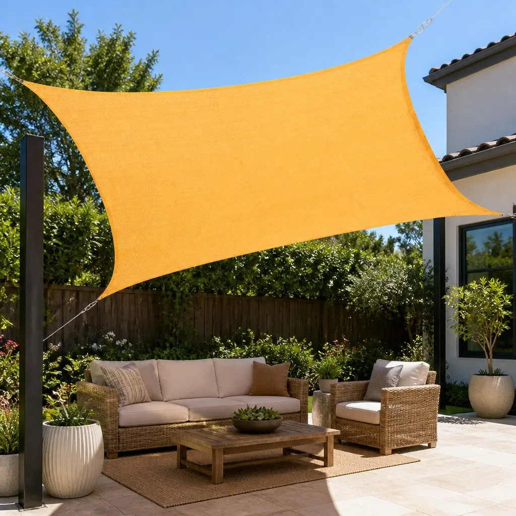 Rectangle Sun Shade Sail Outdoor Garden 5m x 5m UV Protection Beige
