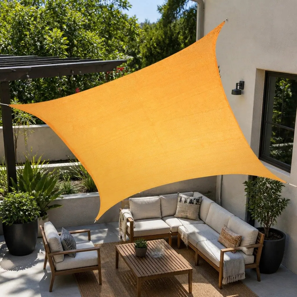 Rectangle Sun Shade Sail Outdoor Garden 5m x 5m UV Protection Beige