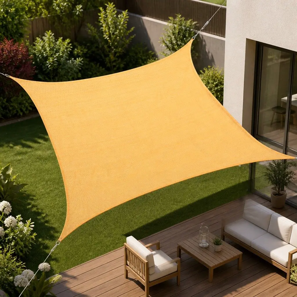 Rectangle Sun Shade Sail Outdoor Garden 5m x 5m UV Protection Beige