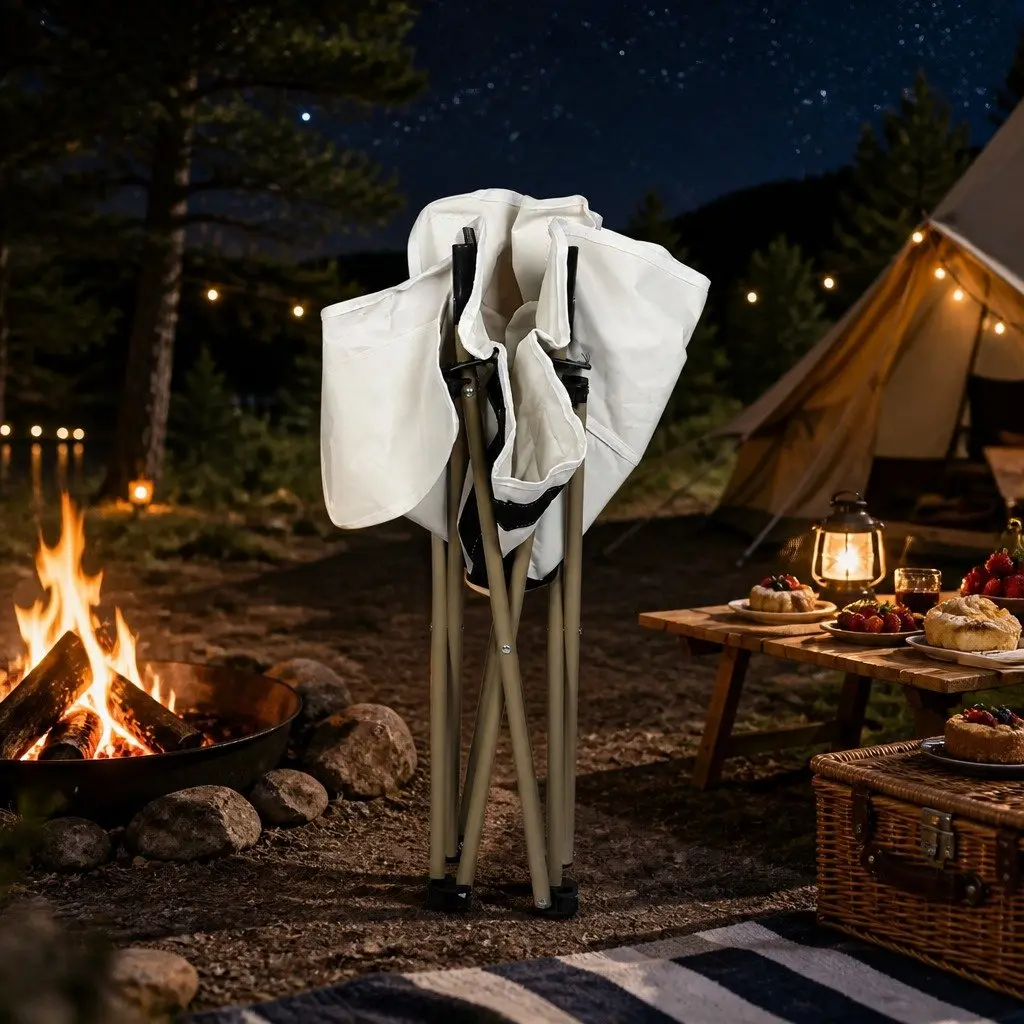Folding Camping Moon Chair Lightweight Portable Outdoor Backpacking Seat Beige