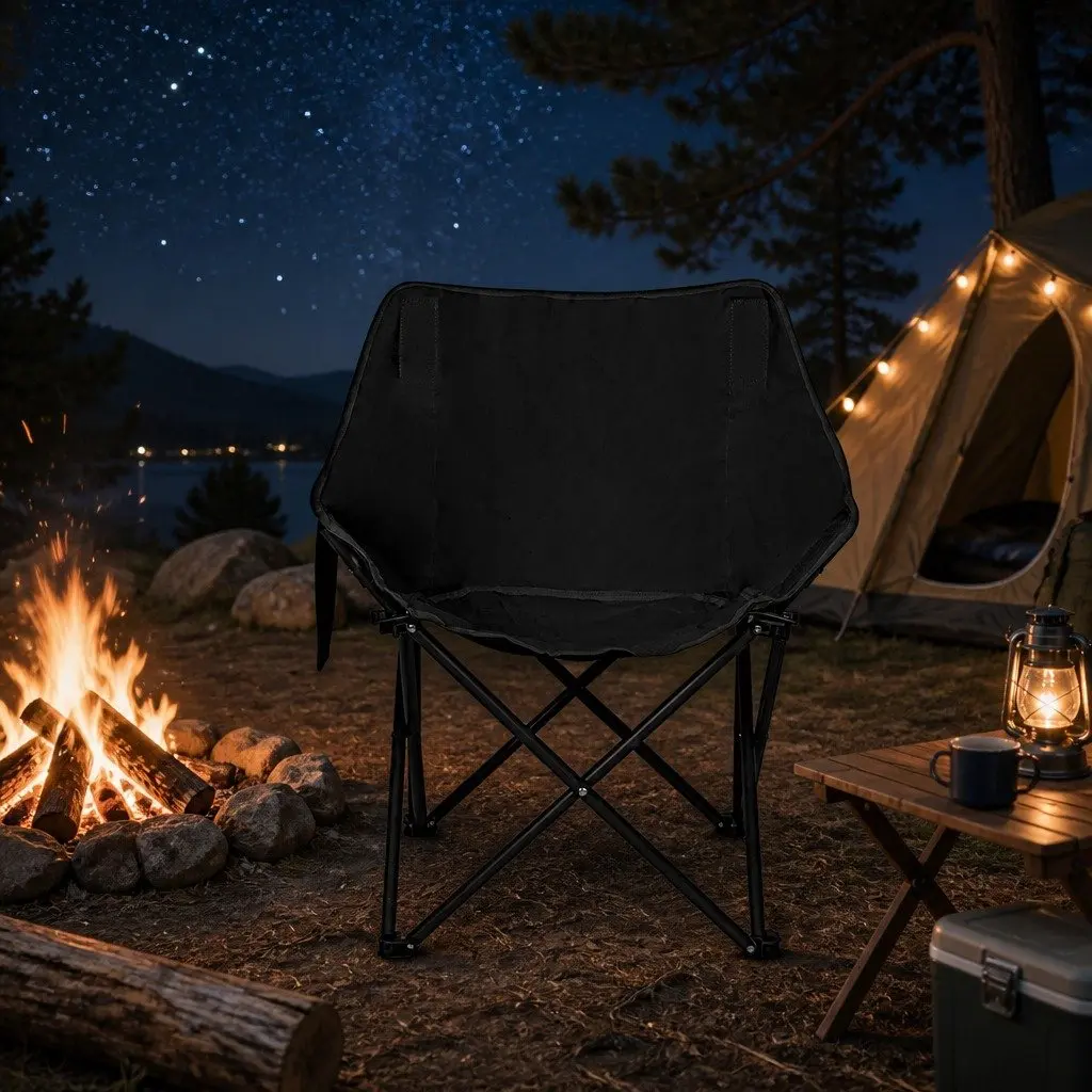 Folding Camping Moon Chair Outdoor Use Lightweight Portable 57cm W x 47cm D x 68cm H
