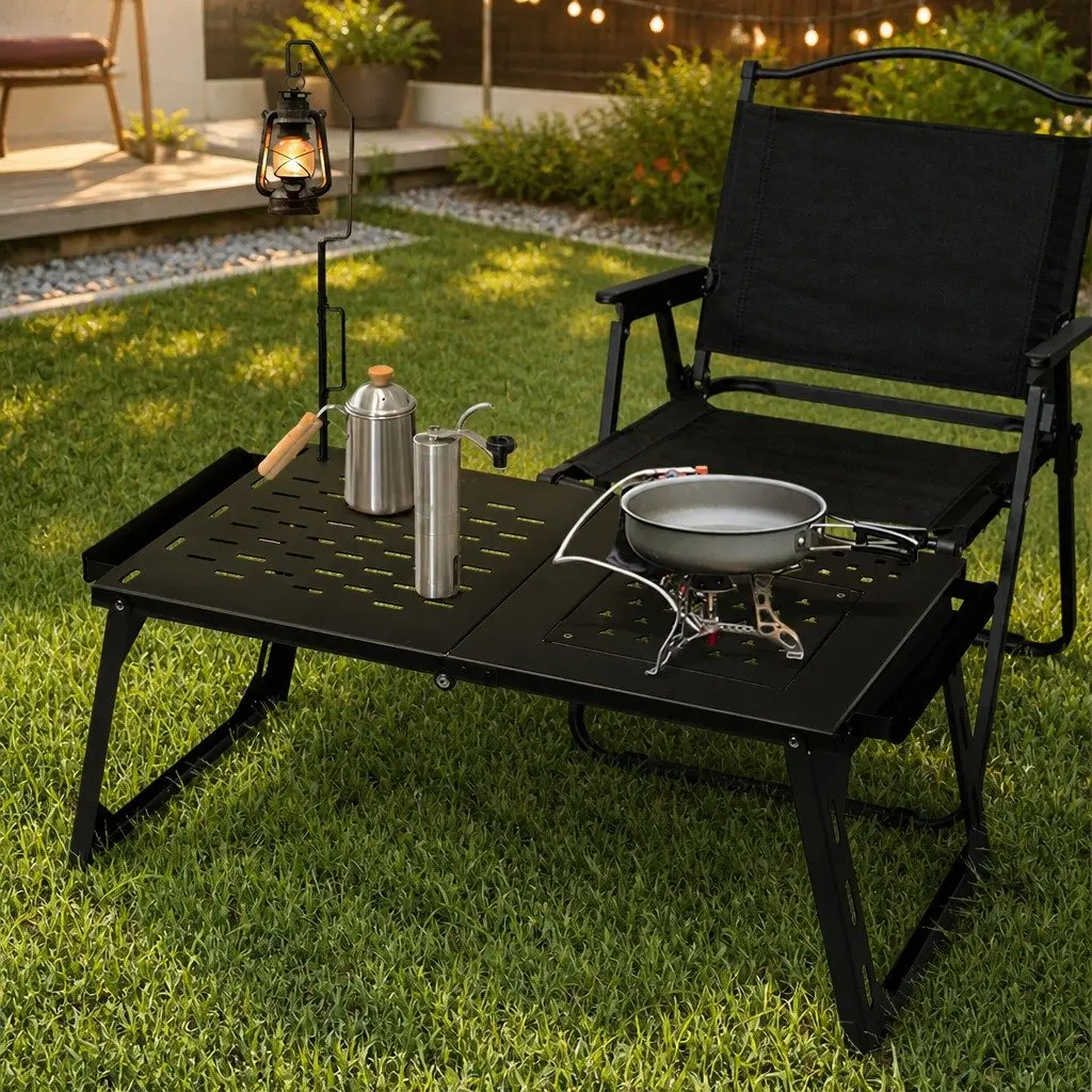 Portable Charcoal BBQ Grill Table Foldable Camping Outdoor Cooking Station