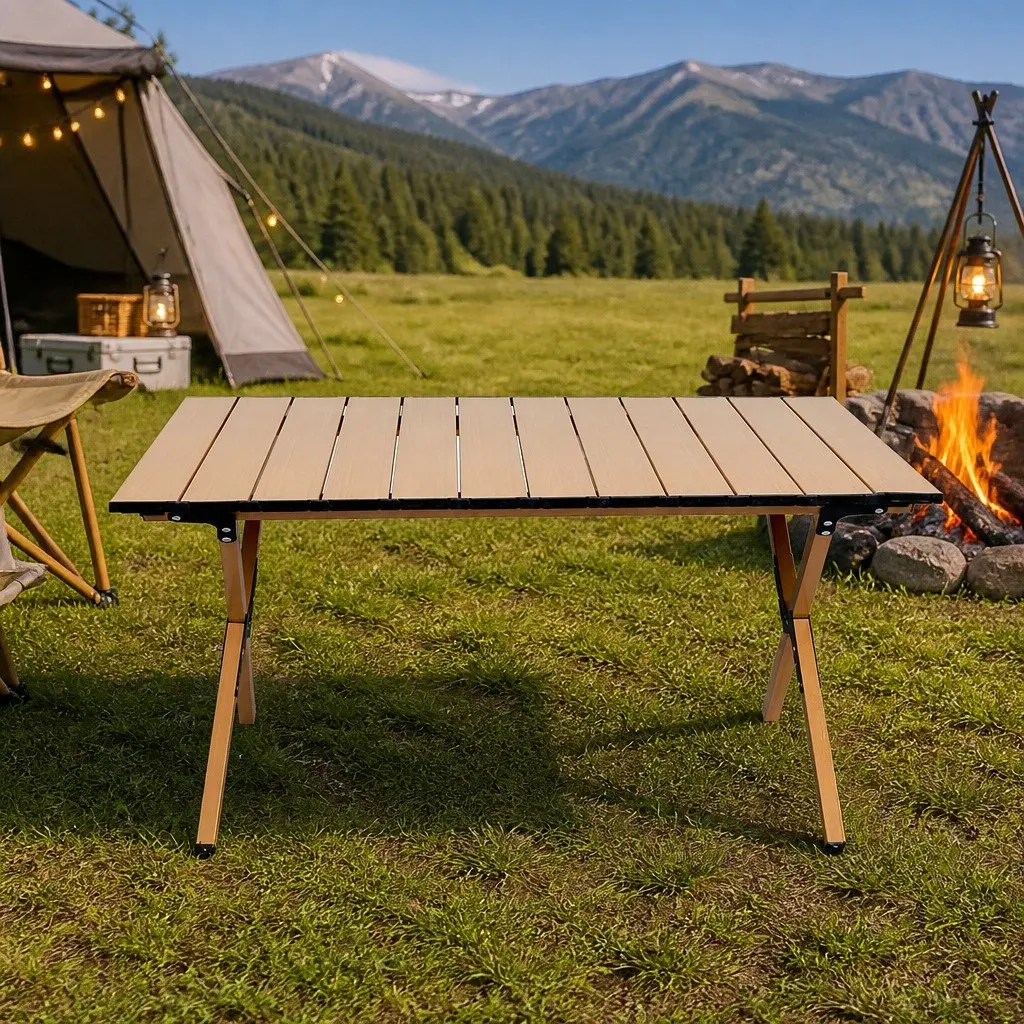 Folding Camping Table Chair Set Outdoor Picnic Portable Lightweight Beech