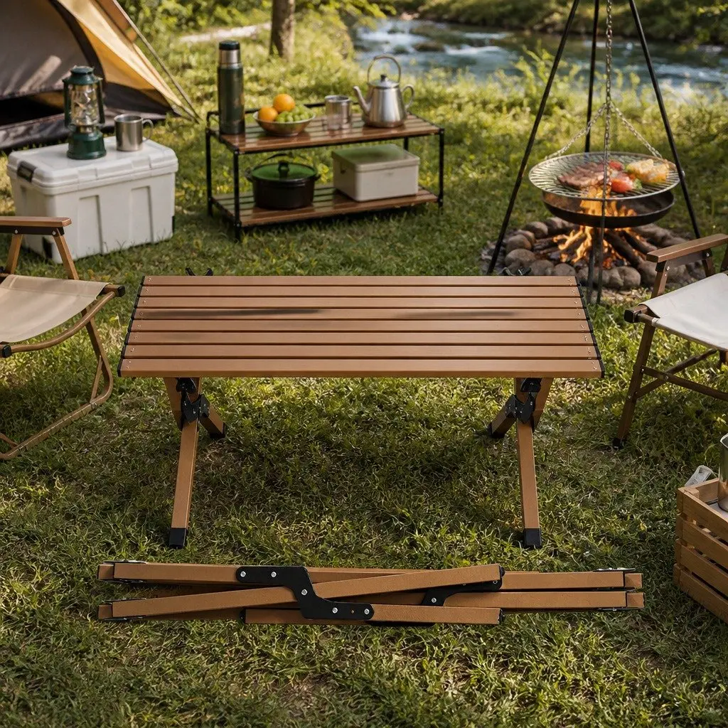Folding Camping Table Chair Set Outdoor Picnic Portable Lightweight Beech