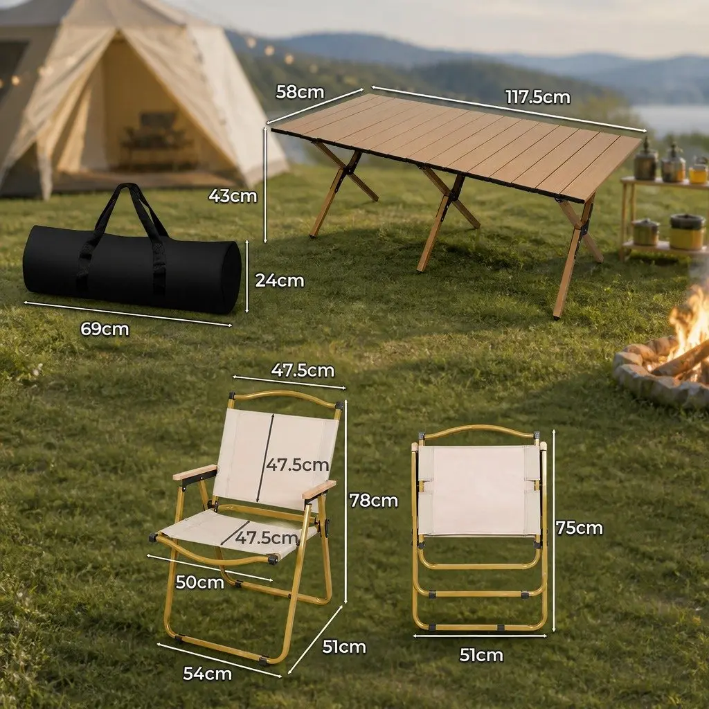 Folding Camping Table and Chairs with