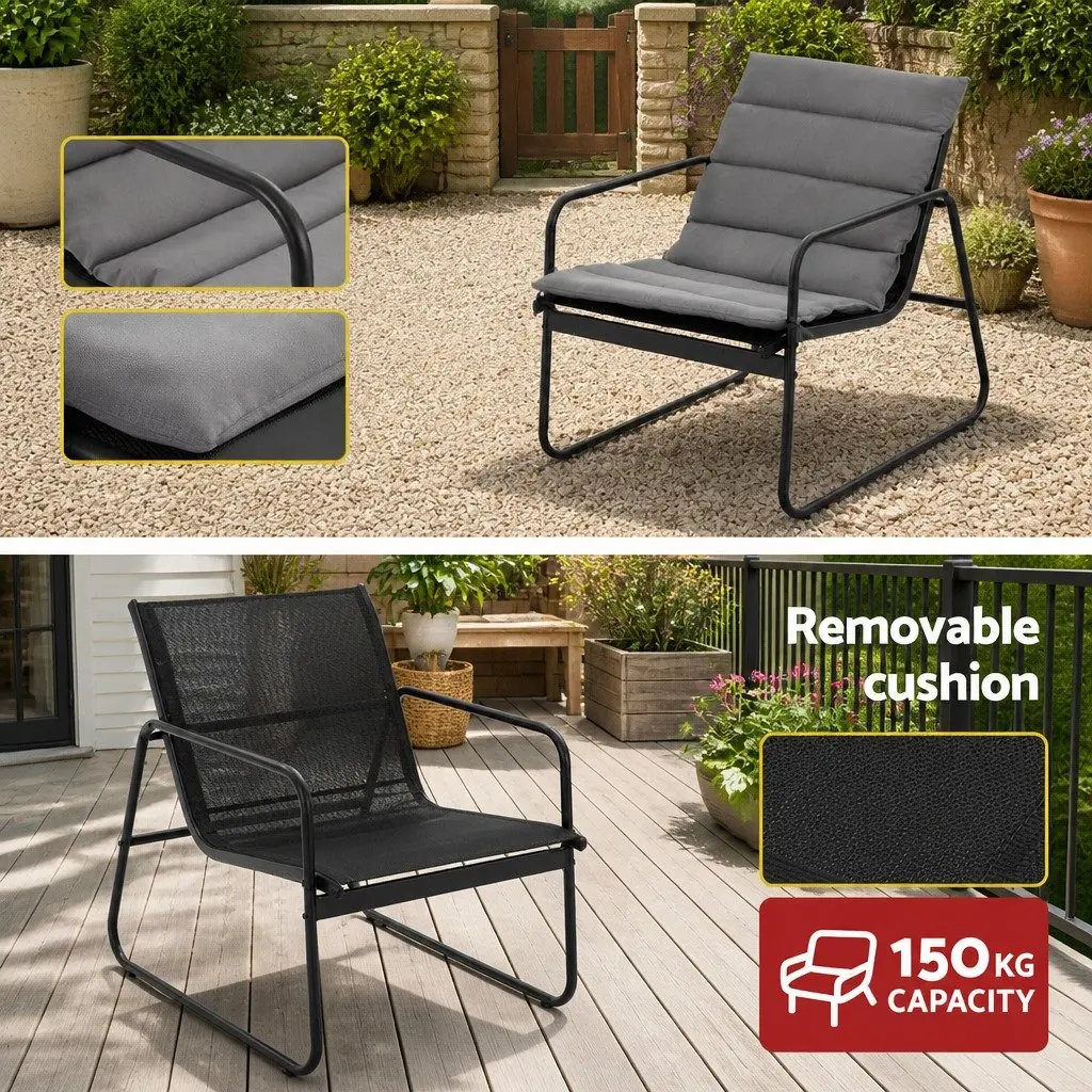 4 Piece Outdoor Sofa Set for Patio Balcony Garden with Tempered Glass Table and Textilene Chairs