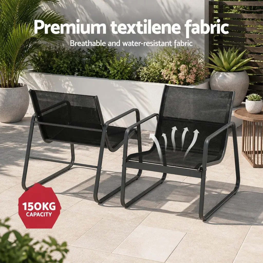 Outdoor Sofa Set 4 Piece Patio Garden Lounge Chair Table Black