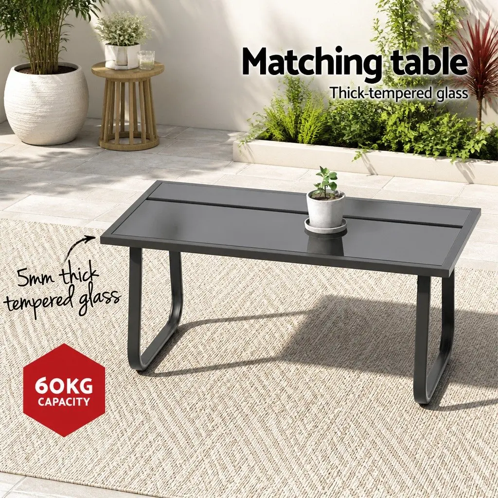 Outdoor Sofa Set 4 Piece Patio Garden Lounge Chair Table Black