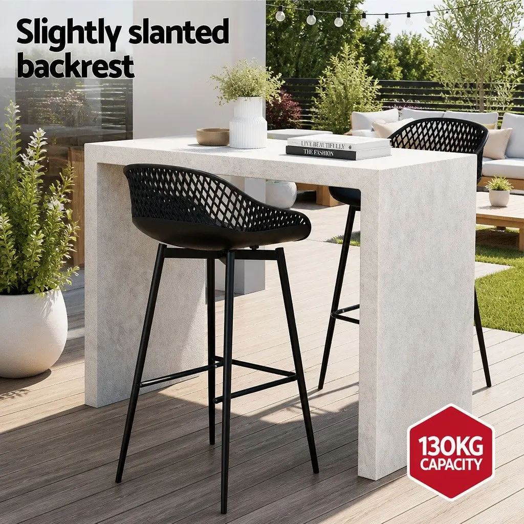 Black Outdoor Bar Stools with Metal Frame