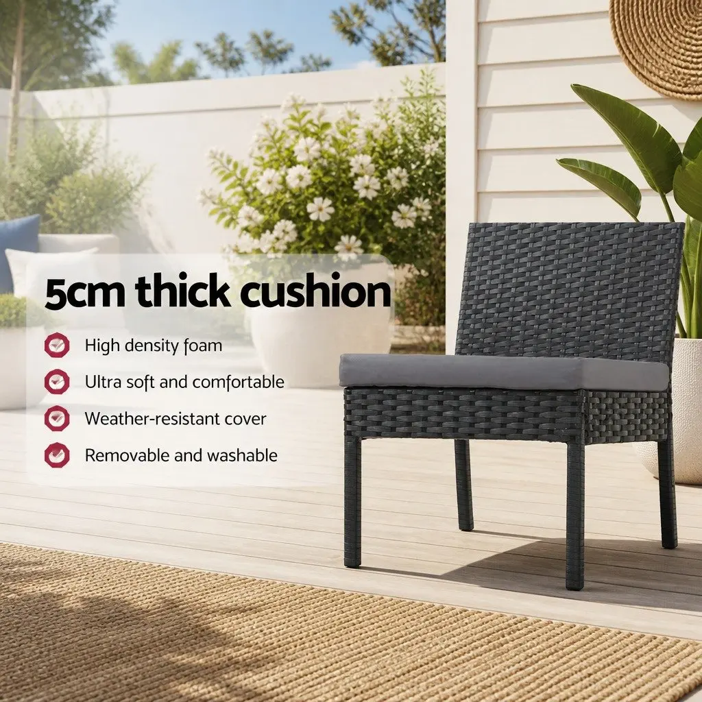 Outdoor Bar Stools 2-Piece Set Hand-Woven Rattan Dining Chair Patio Furniture