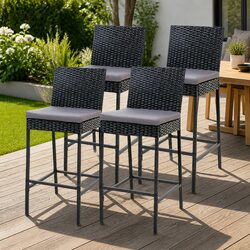 Specifications of 4 Hand-Woven Rattan Outdoor Bar Stools