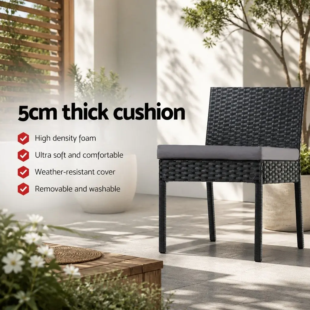 Outdoor Bar Stools Set 4-Piece Patio Furniture Hand-Woven Rattan Dining Chair