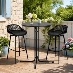 3-Piece Bar Set: 88x88x109cm Table, 40x46x100cm Stools