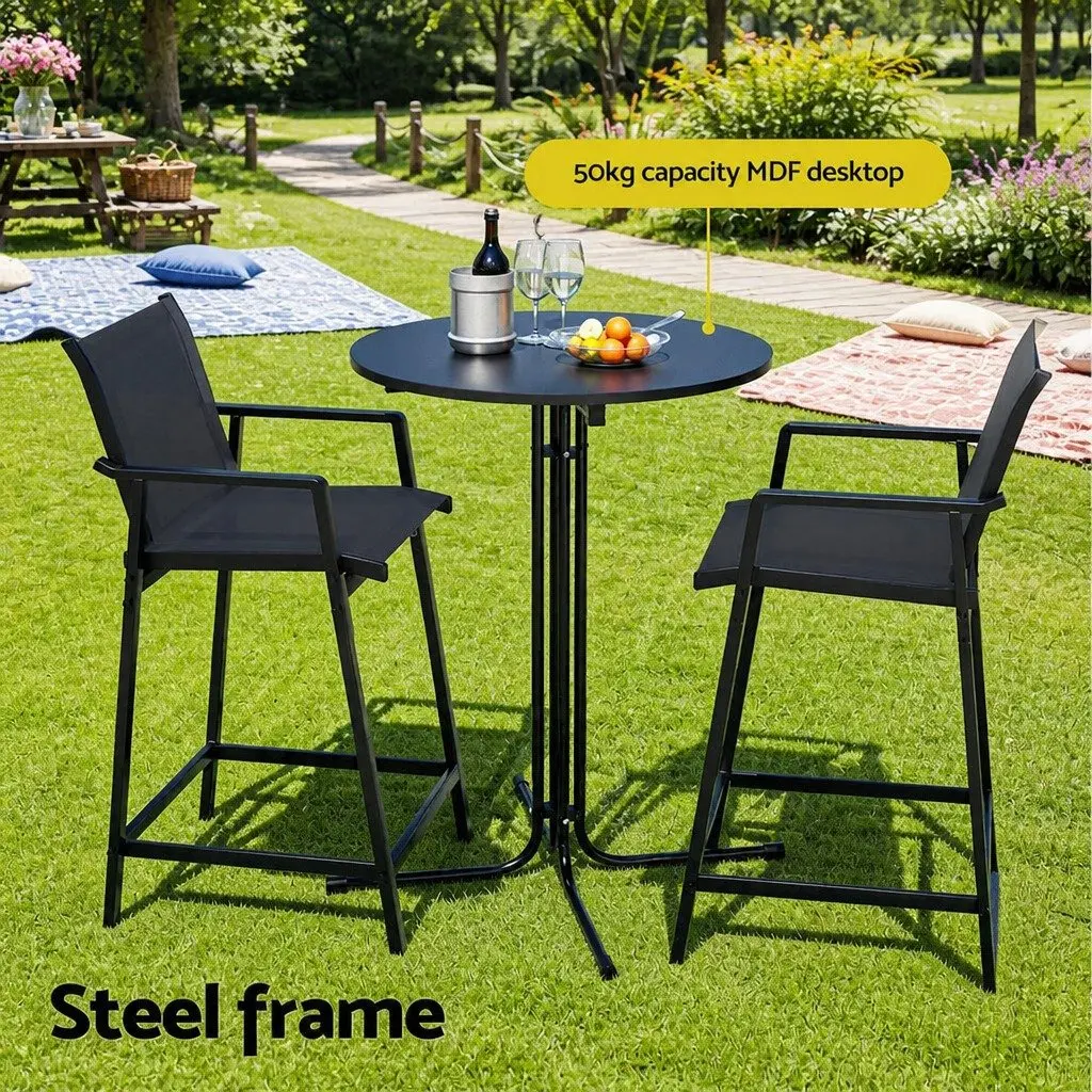 3 Piece Outdoor Bar Set for Patio with Stools and Table