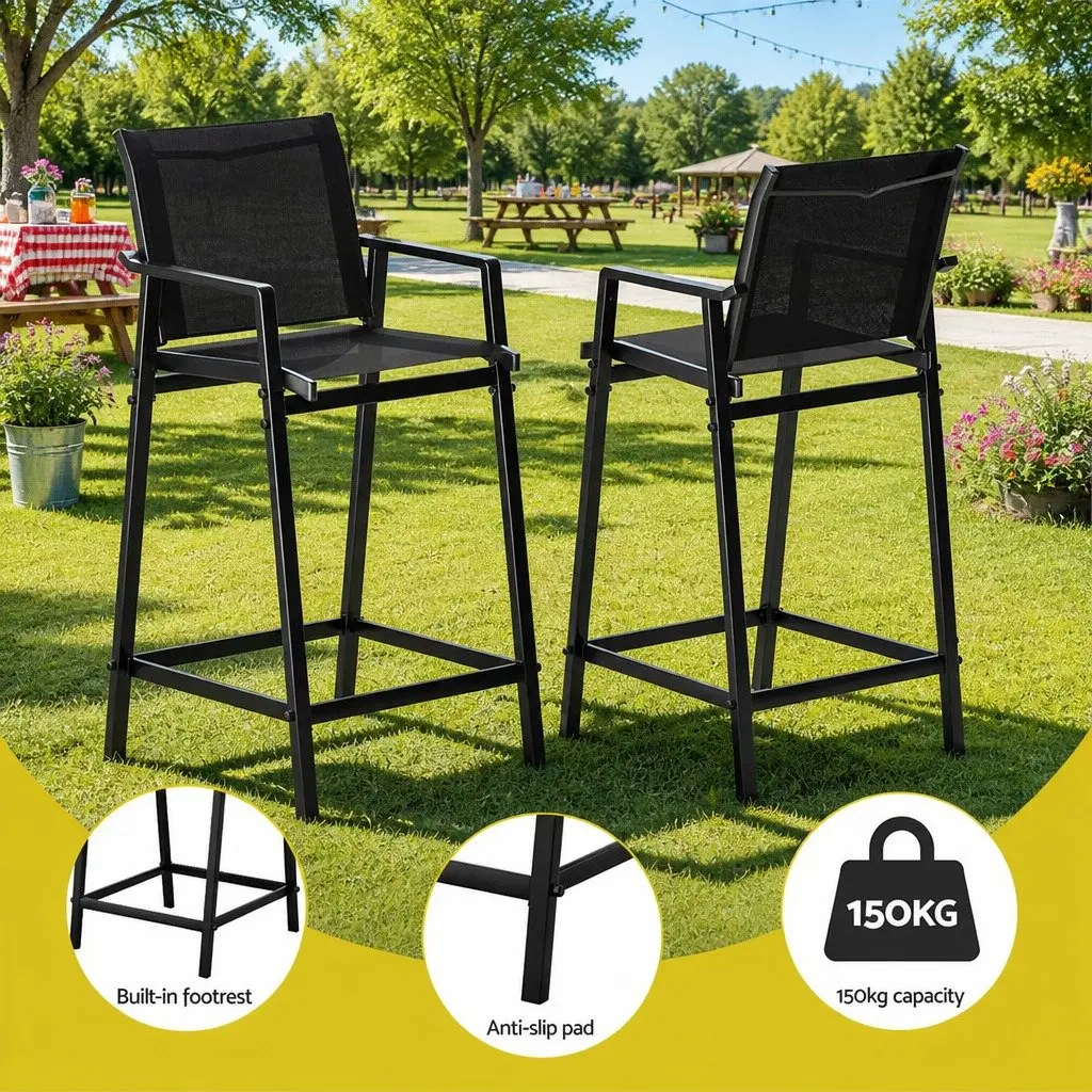 3 Piece Outdoor Bar Set for Patio with Stools and Table