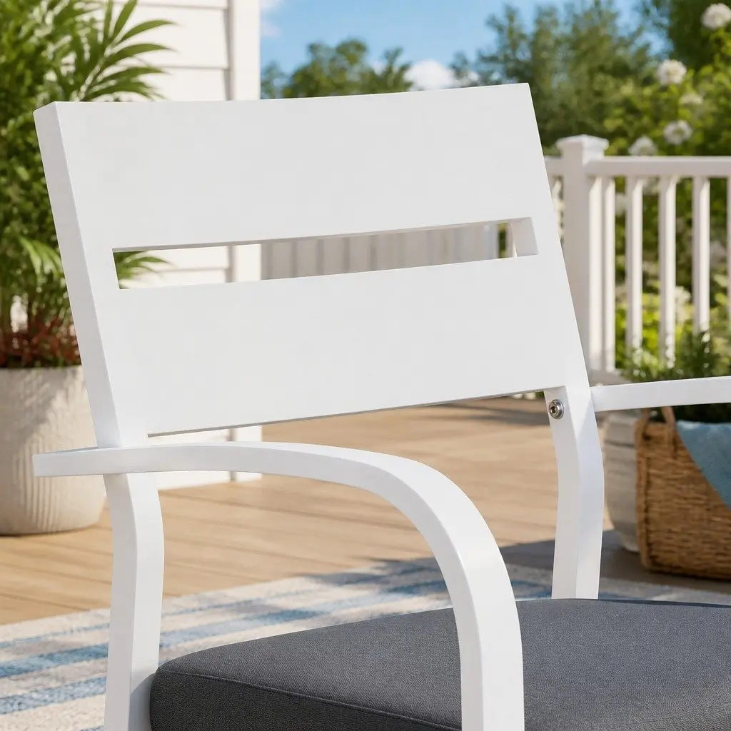 Outdoor Dining Set Patio Bistro 3 Piece White