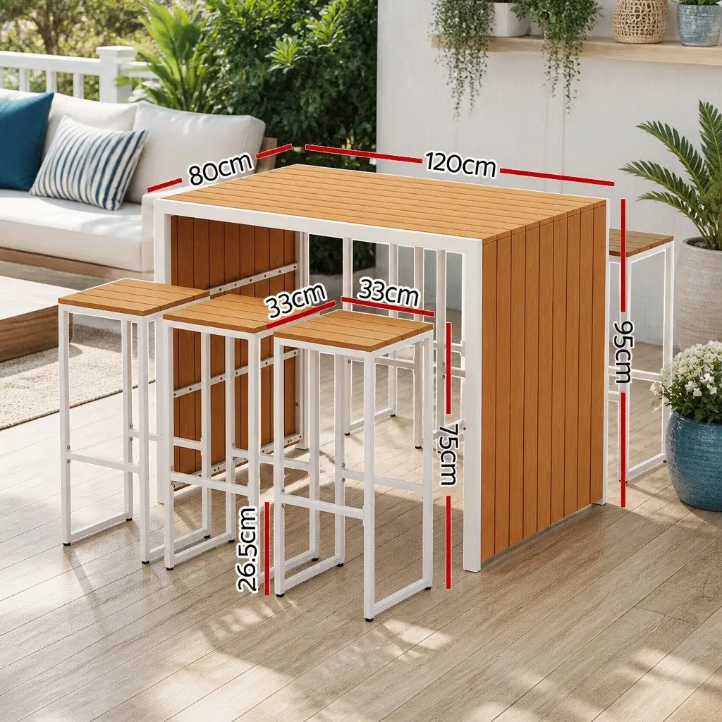 7 Piece Outdoor Bar Set for Patio Dining Table and Chairs Garden