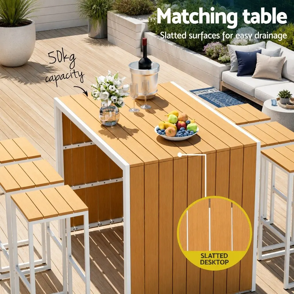 7 Piece Outdoor Bar Set for Patio Dining Table and Chairs Garden