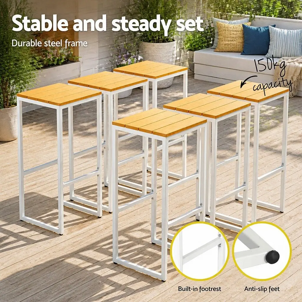 7 Piece Outdoor Bar Set for Patio Dining Table and Chairs Garden