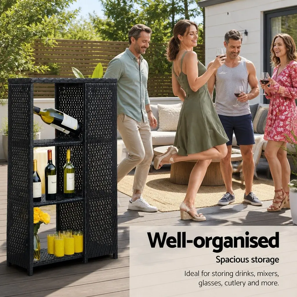 Outdoor Bar Table Wicker Dining Patio Furniture 1035cm x 620cm x 1045cm Black