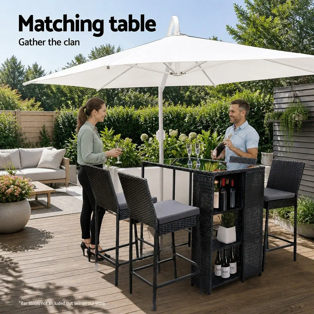 Outdoor Bar Table Wicker Dining Patio Furniture 1035cm x 620cm x 1045cm Black