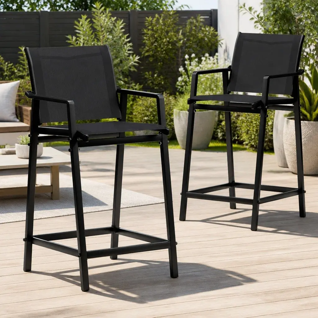 Outdoor Bar Stools with Steel Frame