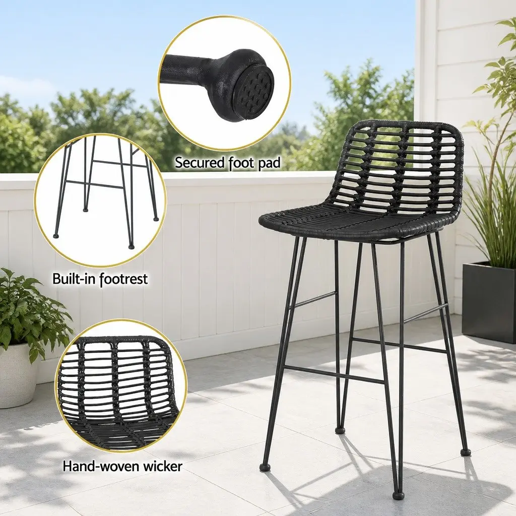 Outdoor Bar Set Patio Dining Furniture Black