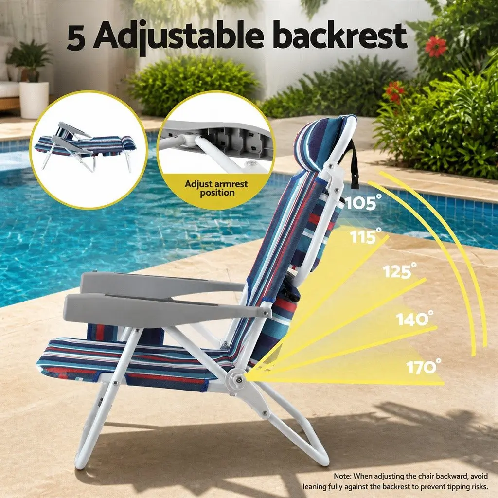 Outdoor Reclining Chair Backpack Cooler Storage Beach Camping Lightweight