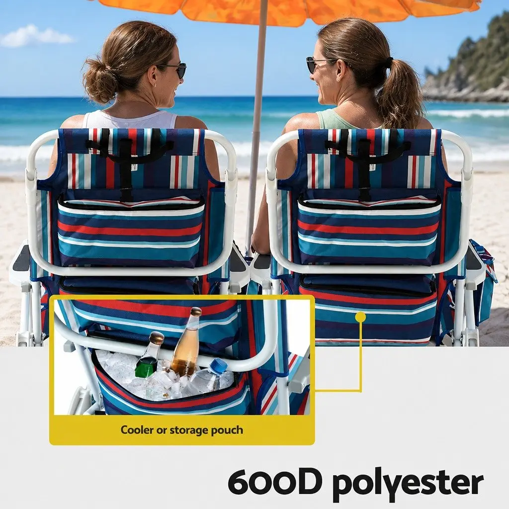 Outdoor Reclining Chair Backpack Cooler Storage Beach Camping Lightweight