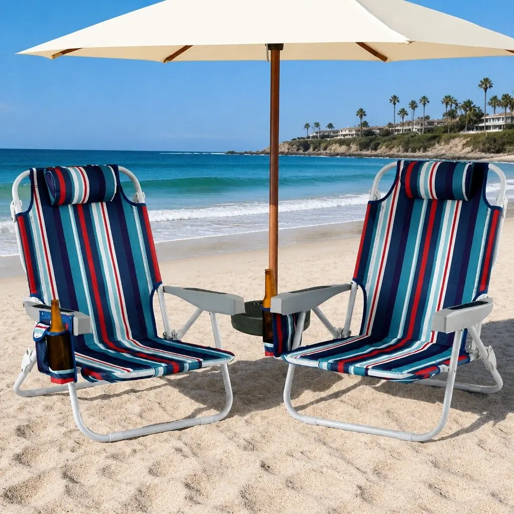 Outdoor Reclining Chair Backpack Cooler Storage Beach Camping Lightweight