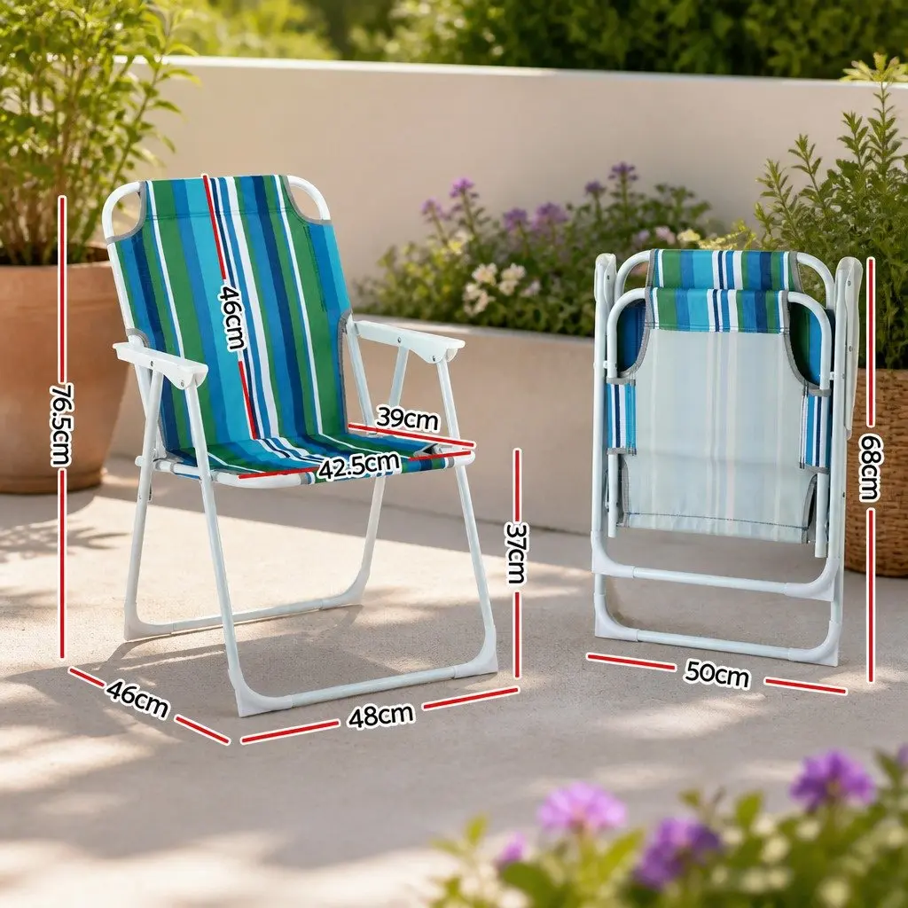Folding Outdoor Chair Steel Frame Portable Camping Patio Furniture Weather