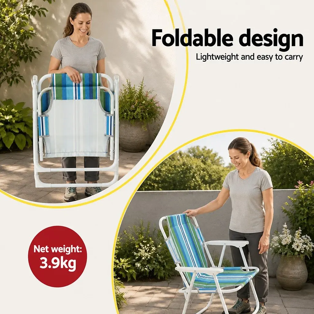 Folding Outdoor Chair Steel Frame Portable Camping Patio Furniture Weather